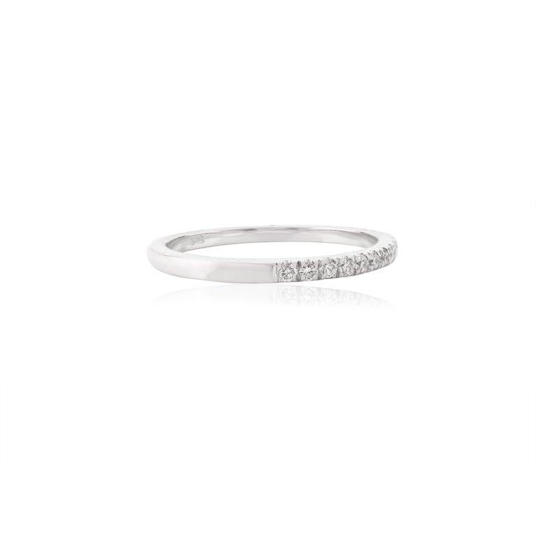 For Sale:  18k White Gold Everyday Moissanite Stackable Silver Band Ring for Girlfriend 2