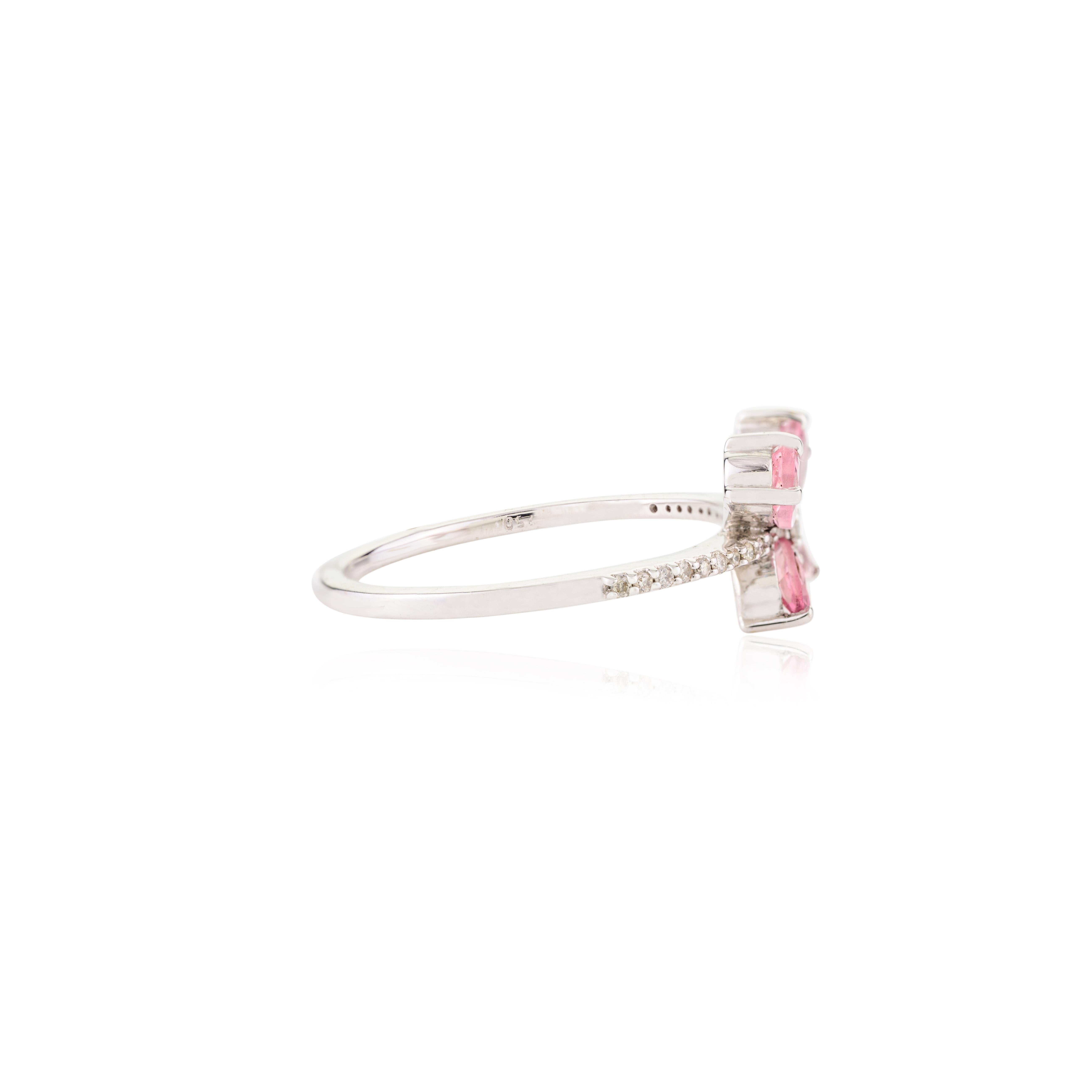 For Sale:  Everyday Tourmaline Butterfly Promise Ring in 18k Solid White Gold 5