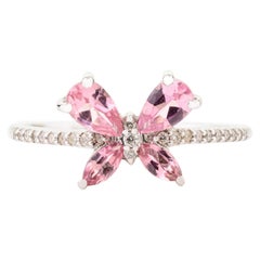 Everyday Tourmaline Butterfly Promise Ring in 18k Solid White Gold