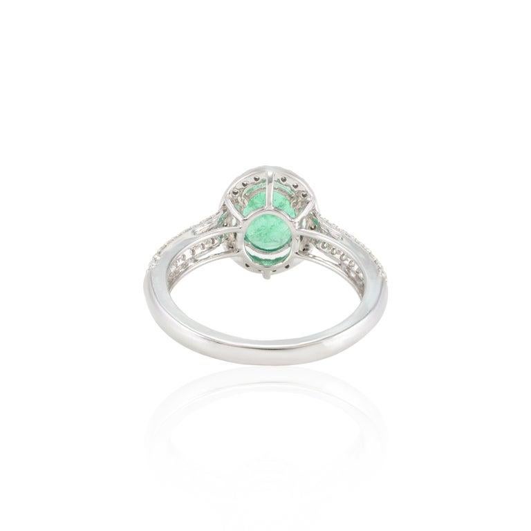in vendita:  Anello di fidanzamento con diamante a forma di aureola di smeraldo in oro bianco massiccio 18k per lei 10
