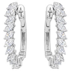 0.75 ct Marquise Diamond Huggie Hoop Earrings in 18K White Gold Wedding Gift