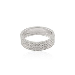 Unisex Pave Set Diamond Engagement Band Ring in 18k Solid White Gold