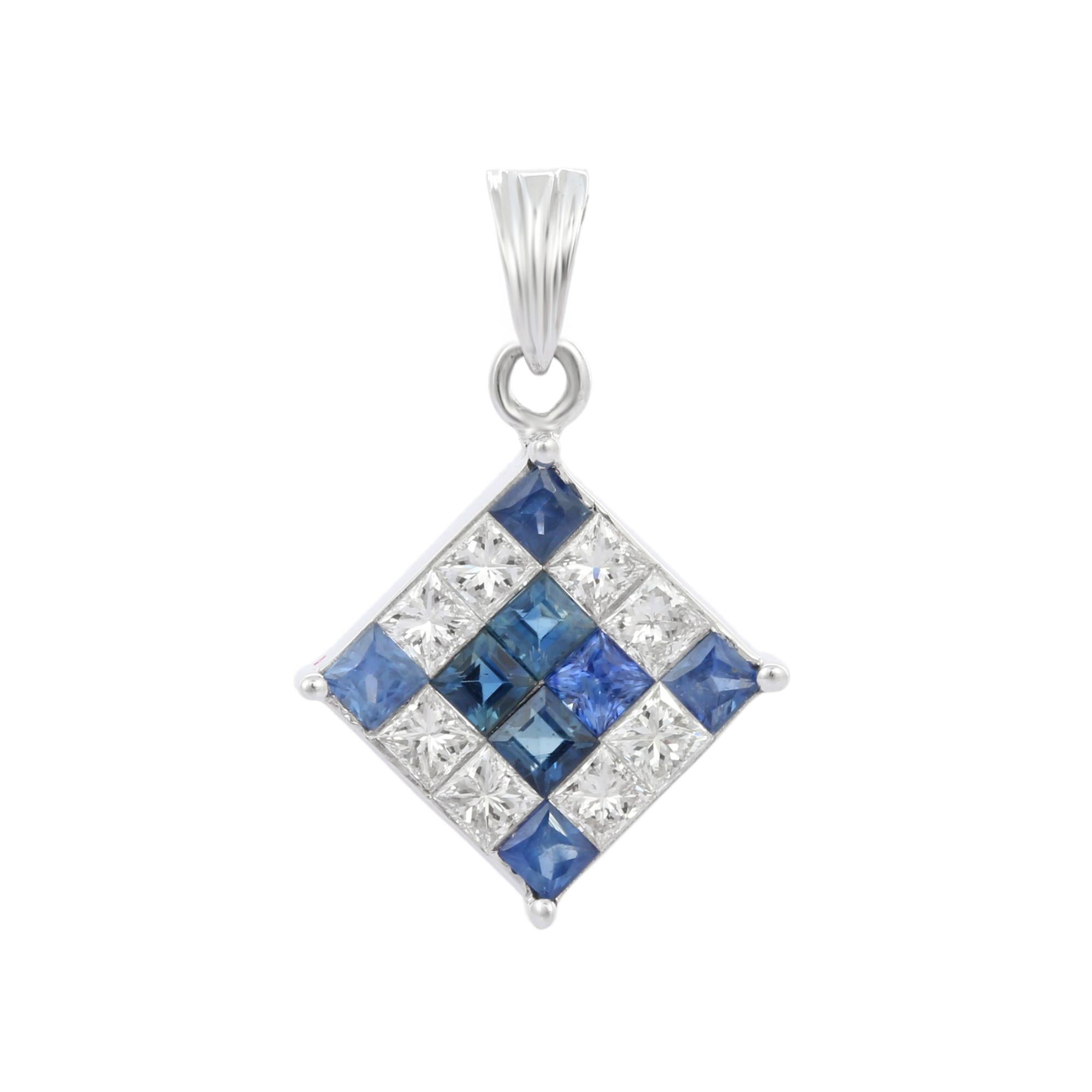 square blue sapphire necklace