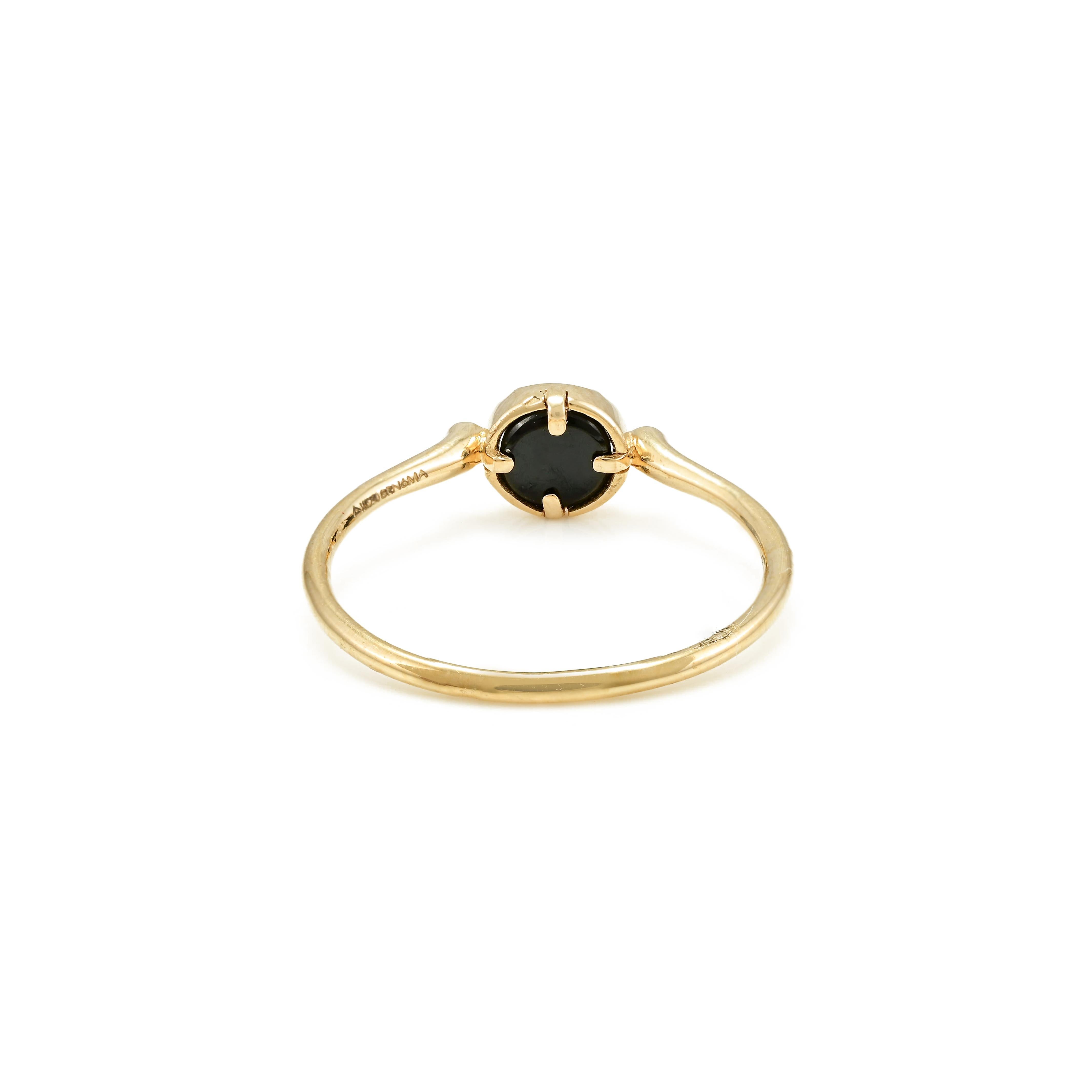 For Sale:  Unique 18k Solid Yellow Gold Dainty Black Onyx Gemstone Everyday Ring For Her 7