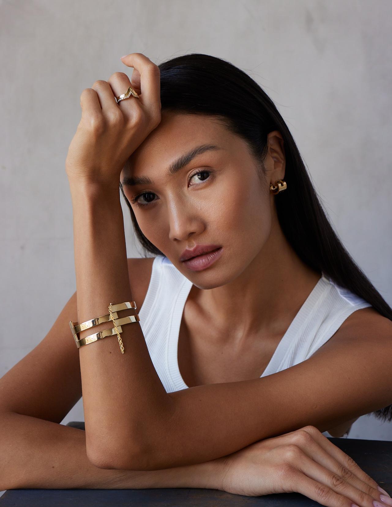 Manschettenarmband aus massivem 18-karätigem Gelbgold mit Pin-Verschluss im Vintage-Stil 120 g TW. im Angebot 9