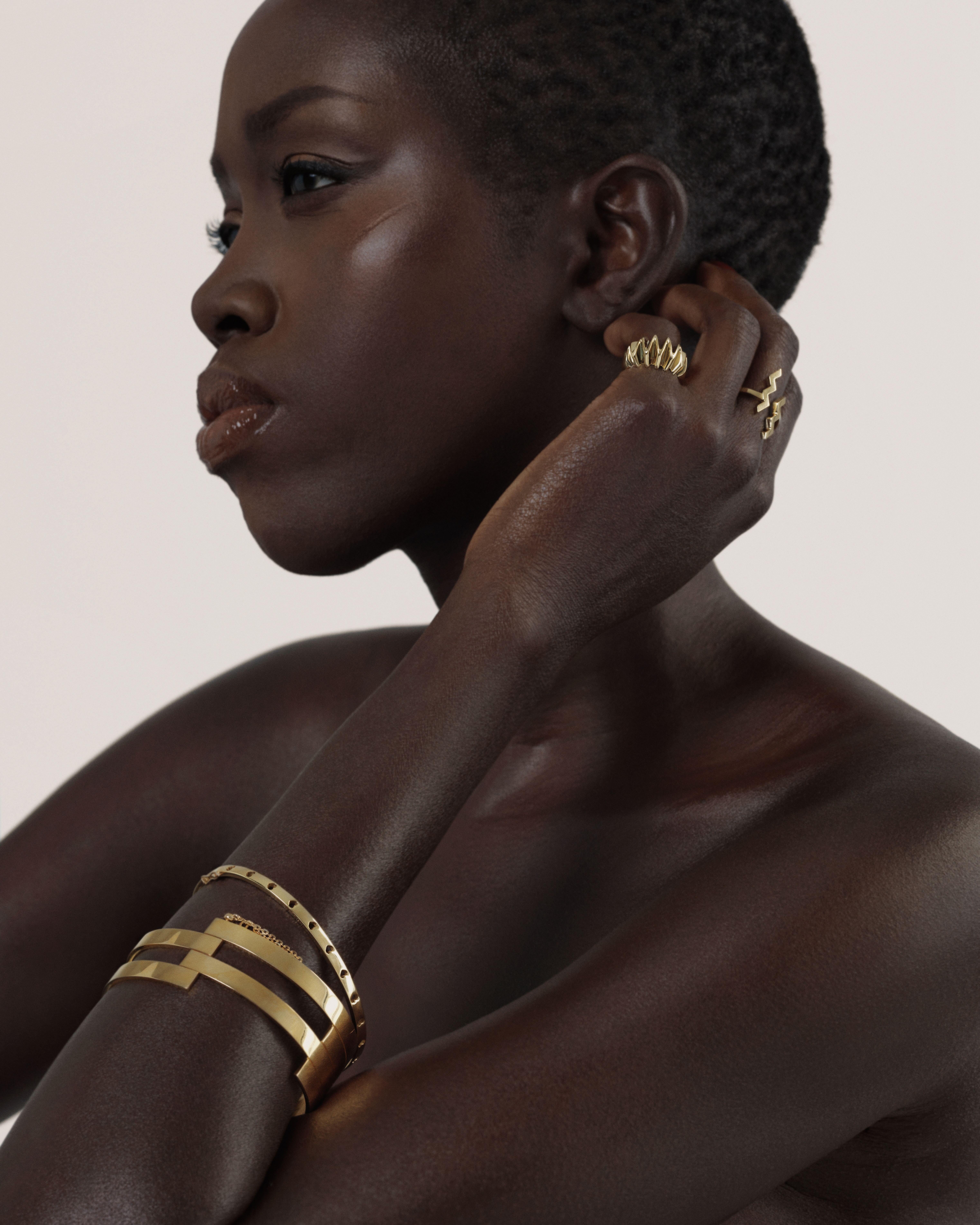 Manschettenarmband aus massivem 18-karätigem Gelbgold mit Pin-Verschluss im Vintage-Stil 120 g TW. im Angebot 10