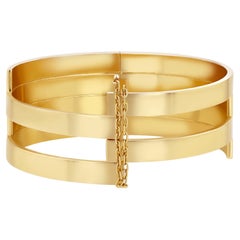 Bracelet manchette en or jaune massif 18k avec un fermoir à épingle d'inspiration vintage 120g TW.
