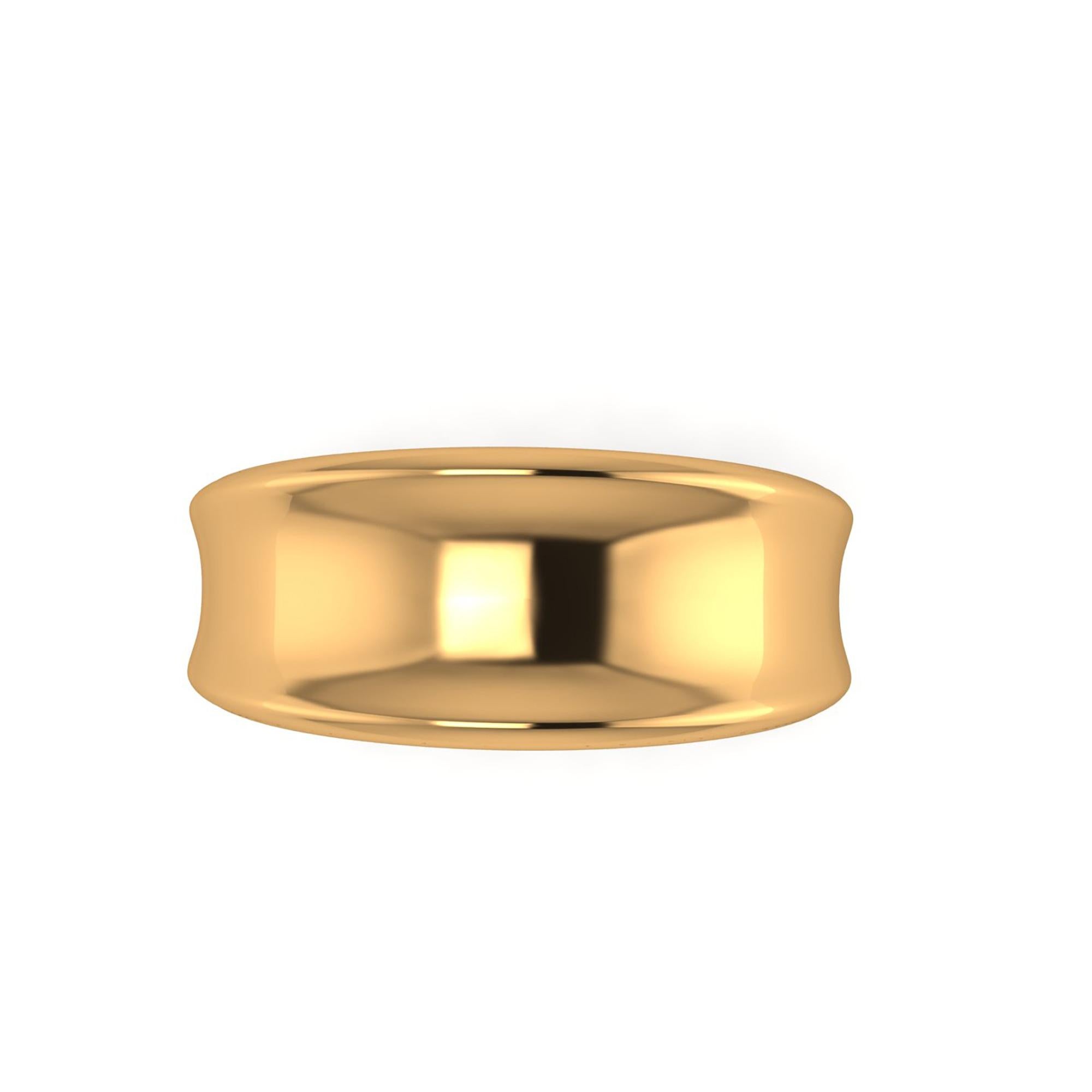 Modern 18 Karat Solid Yellow Gold Curved Organic Band For Sale