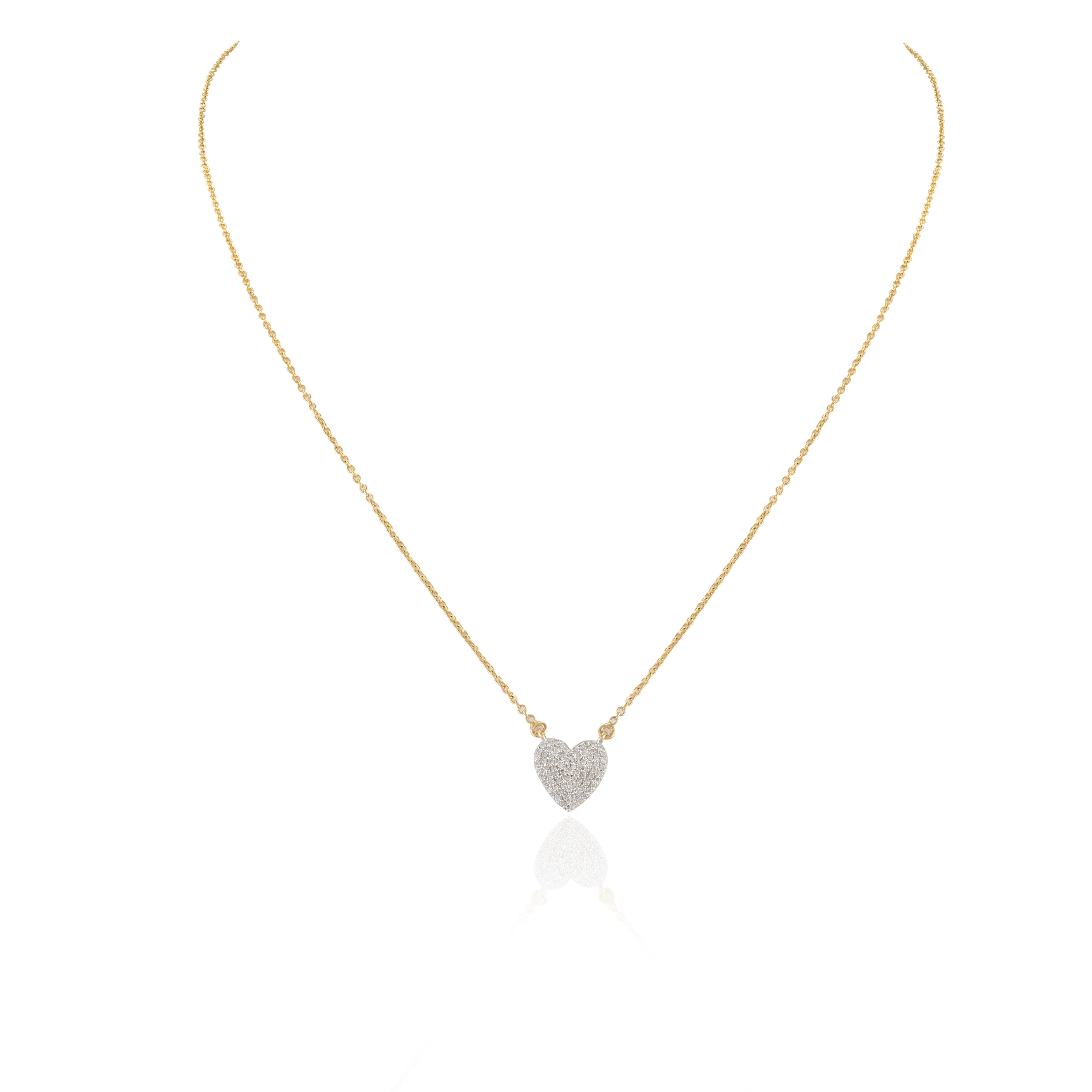 18 Karat massives Gelbgold Herzanhänger-Halskette mit Diamant-Herz-Anhänger, Weihnachtsgeschenke im Angebot 2