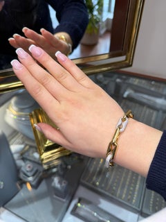 18K Solid Yellow Gold Diamond Link Armband 6,75ct Pavé Runde Brillantschliff