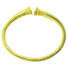 18K Solid Yellow Gold Distinctive Hand Made Bangle Bracelet