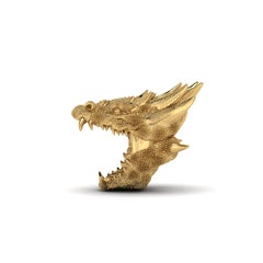 Art Nouveau 18k Solid Yellow Gold Dragon Ring by Designer Ferrucci