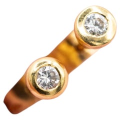 18K Yellow Gold Diamond Stud Earrings, 0.16ct Bezel Set, Vintage