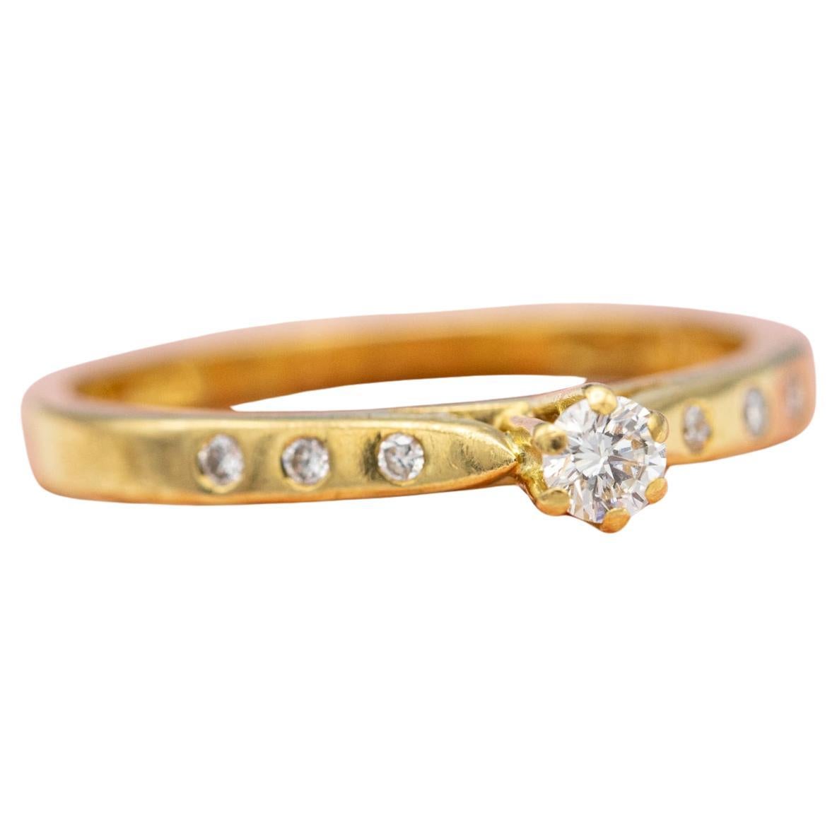 Anillo de compromiso de oro amarillo macizo de 18k - Anillo de diamantes naturales - Romance Vintage