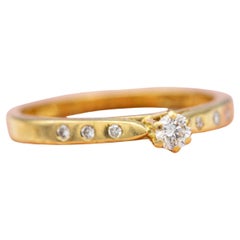 Anello di fidanzamento in oro giallo massiccio 18k - Anello con diamante naturale - Vintage Romance