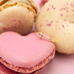 18k solid yellow gold engagement ring - Two stone diamond ring - Vintage Romance