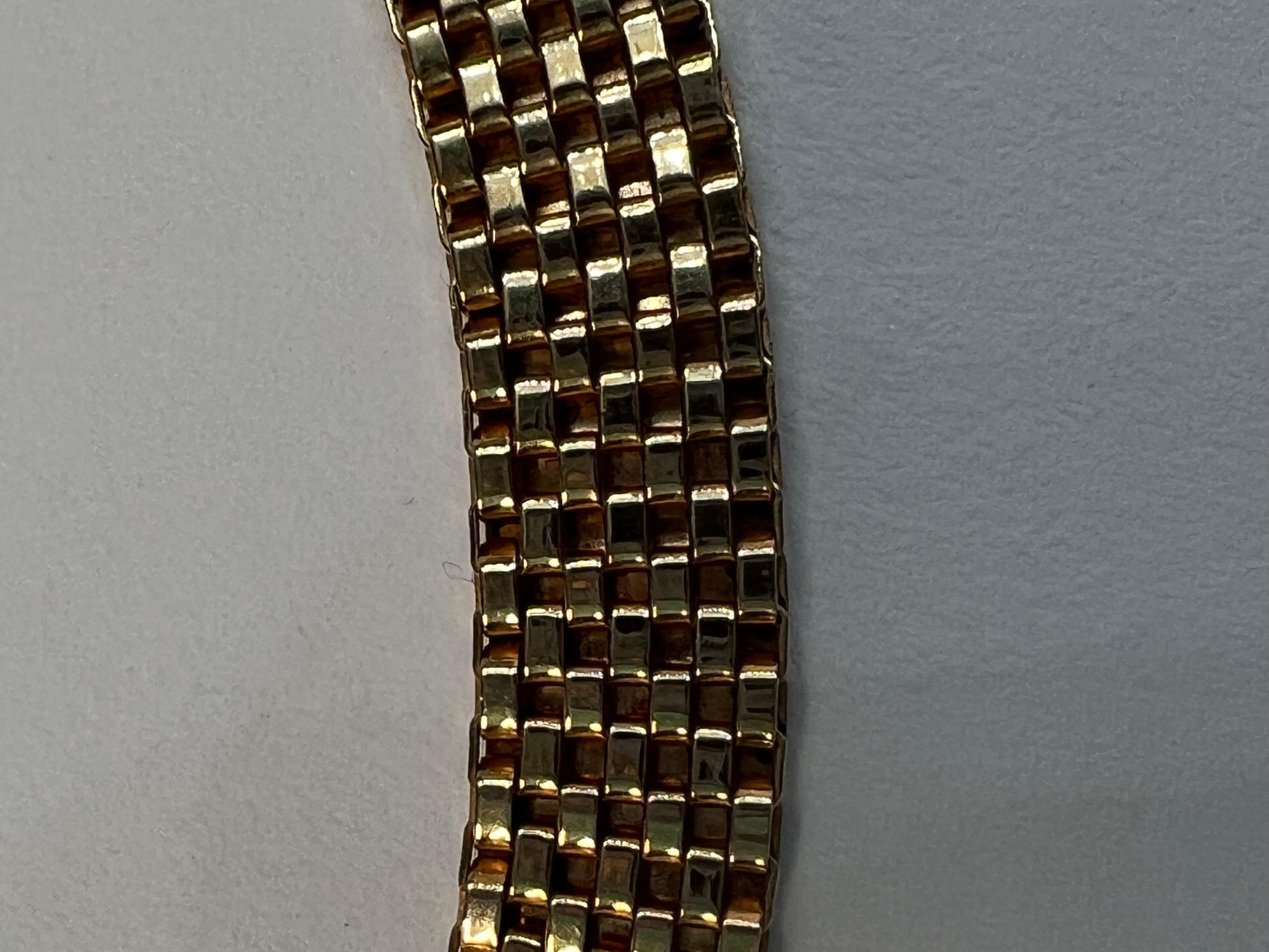 18k Solid Yellow Gold Flat Weave Necklace, Vintage Italian  6