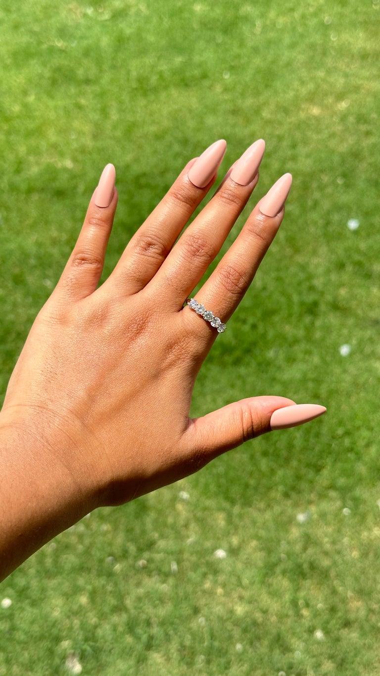 For Sale:  18k Solid Yellow Gold Handmade Moissanite Half Eternity Band Ring for Mom Gift 4