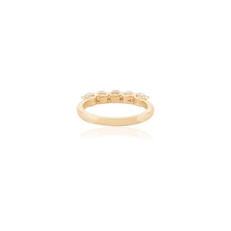 For Sale:  18k Solid Yellow Gold Handmade Moissanite Half Eternity Band Ring for Mom Gift 6