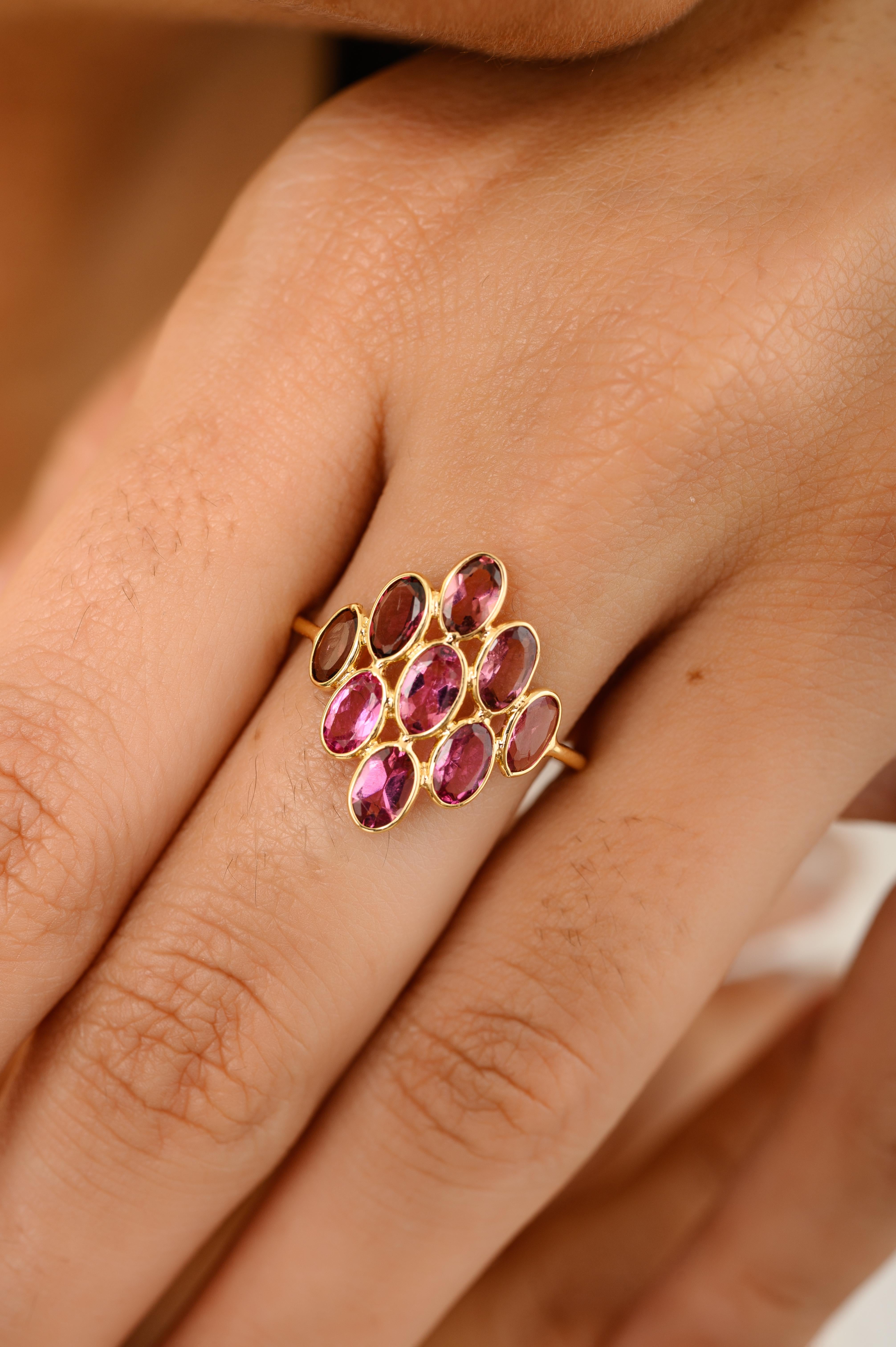En vente :  Bague en or jaune massif 18 carats, faite à la main, avec tourmaline taille ovale 4