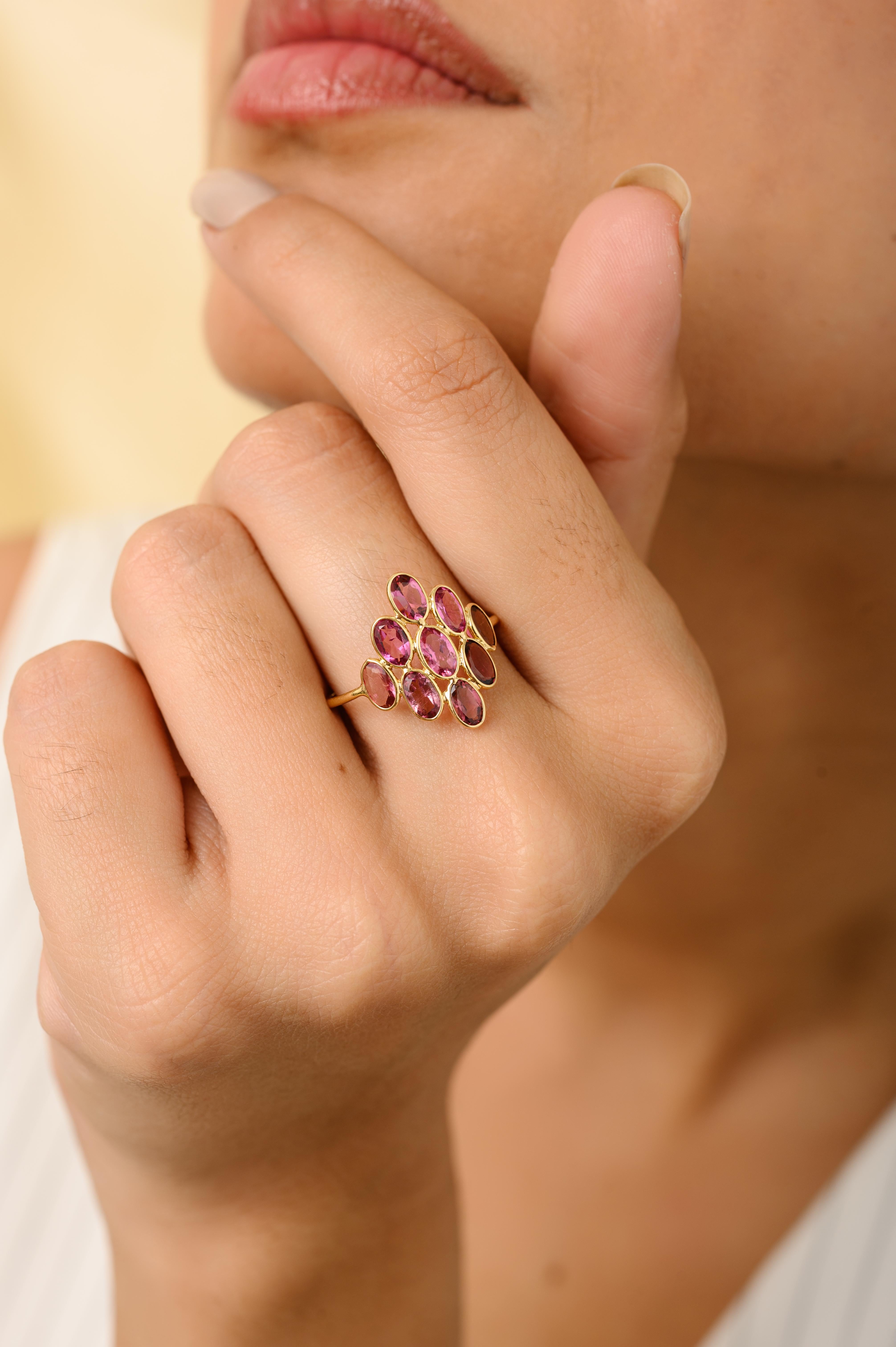 En vente :  Bague en or jaune massif 18 carats, faite à la main, avec tourmaline taille ovale 6