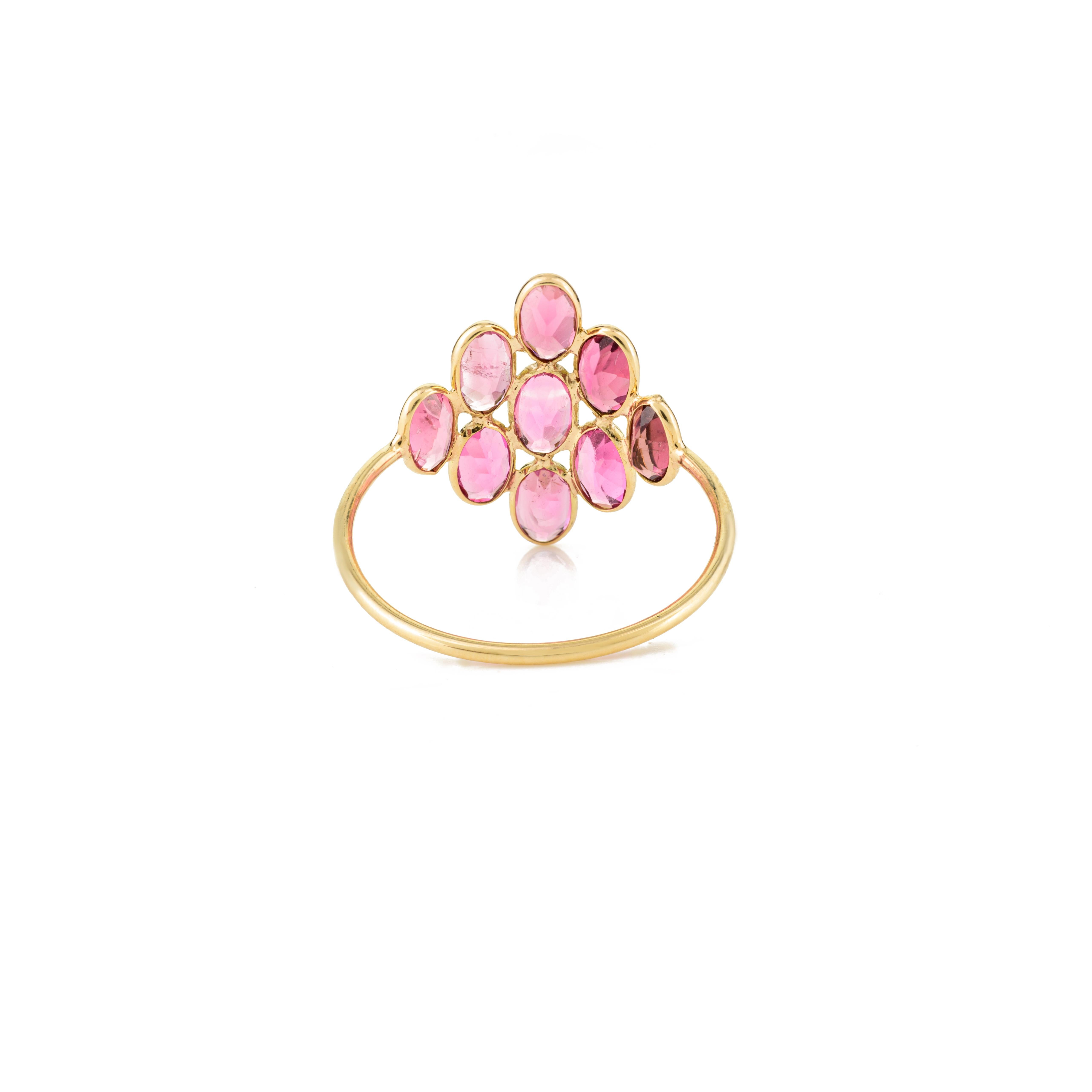 En vente :  Bague en or jaune massif 18 carats, faite à la main, avec tourmaline taille ovale 7