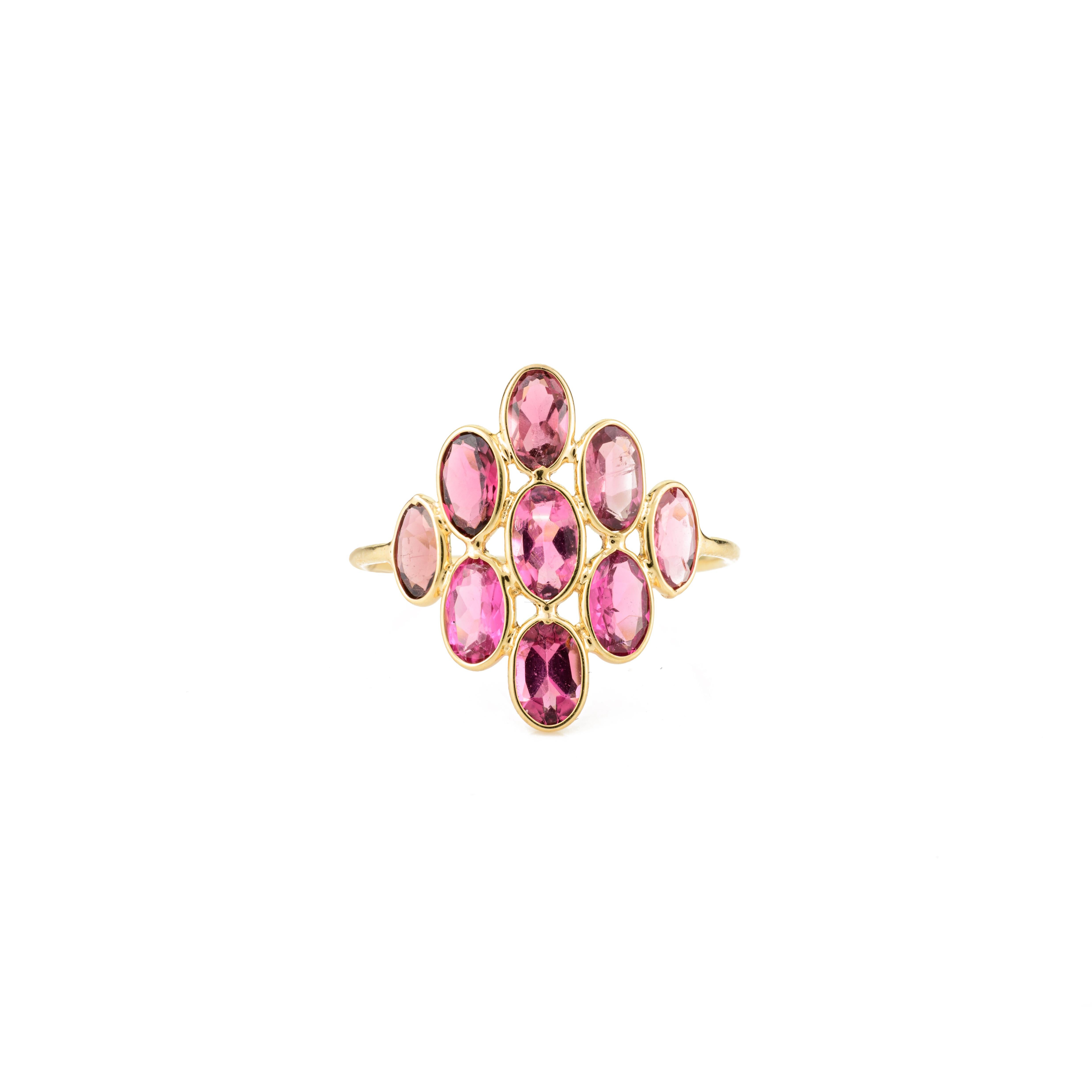 En vente :  Bague en or jaune massif 18 carats, faite à la main, avec tourmaline taille ovale 8