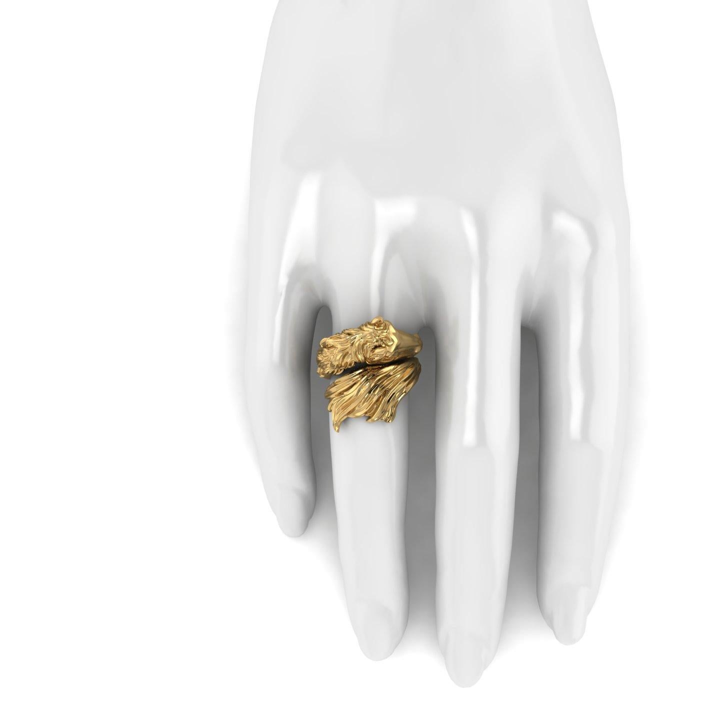 Women's or Men's 18k Solid Yellow Gold Horse Ring For Sale