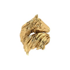 18k Solid Yellow Gold Horse Ring