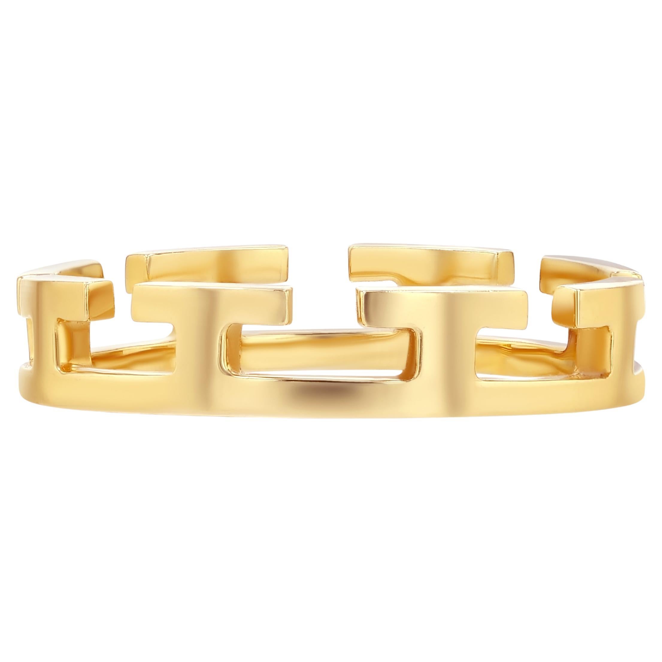 En vente :  Bague en or jaune massif 18k à découpe laser