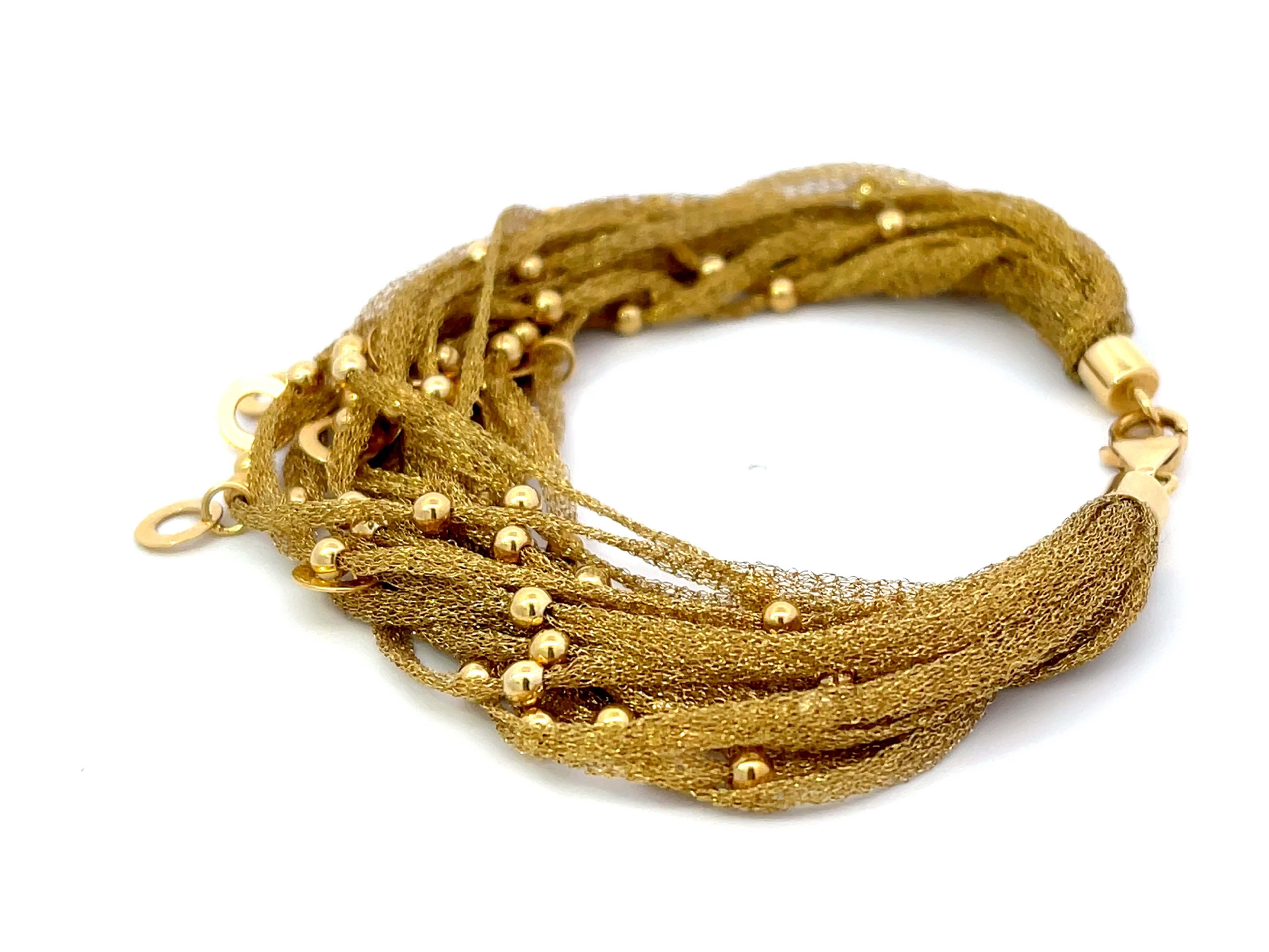 Modern 18k Solid Yellow Gold Mesh Bracelet For Sale