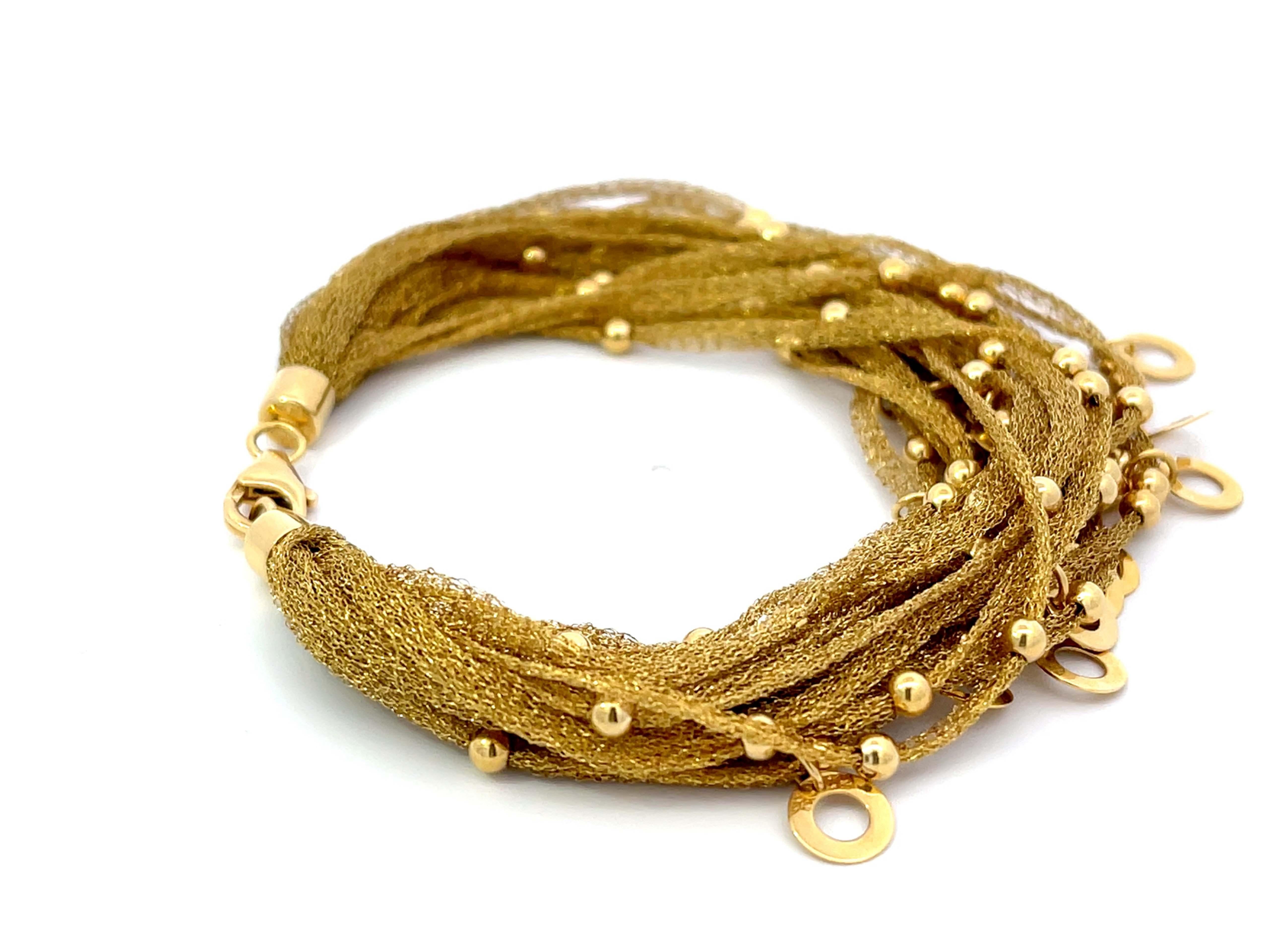 18k Solid Yellow Gold Mesh Bracelet In Excellent Condition For Sale In Honolulu, HI