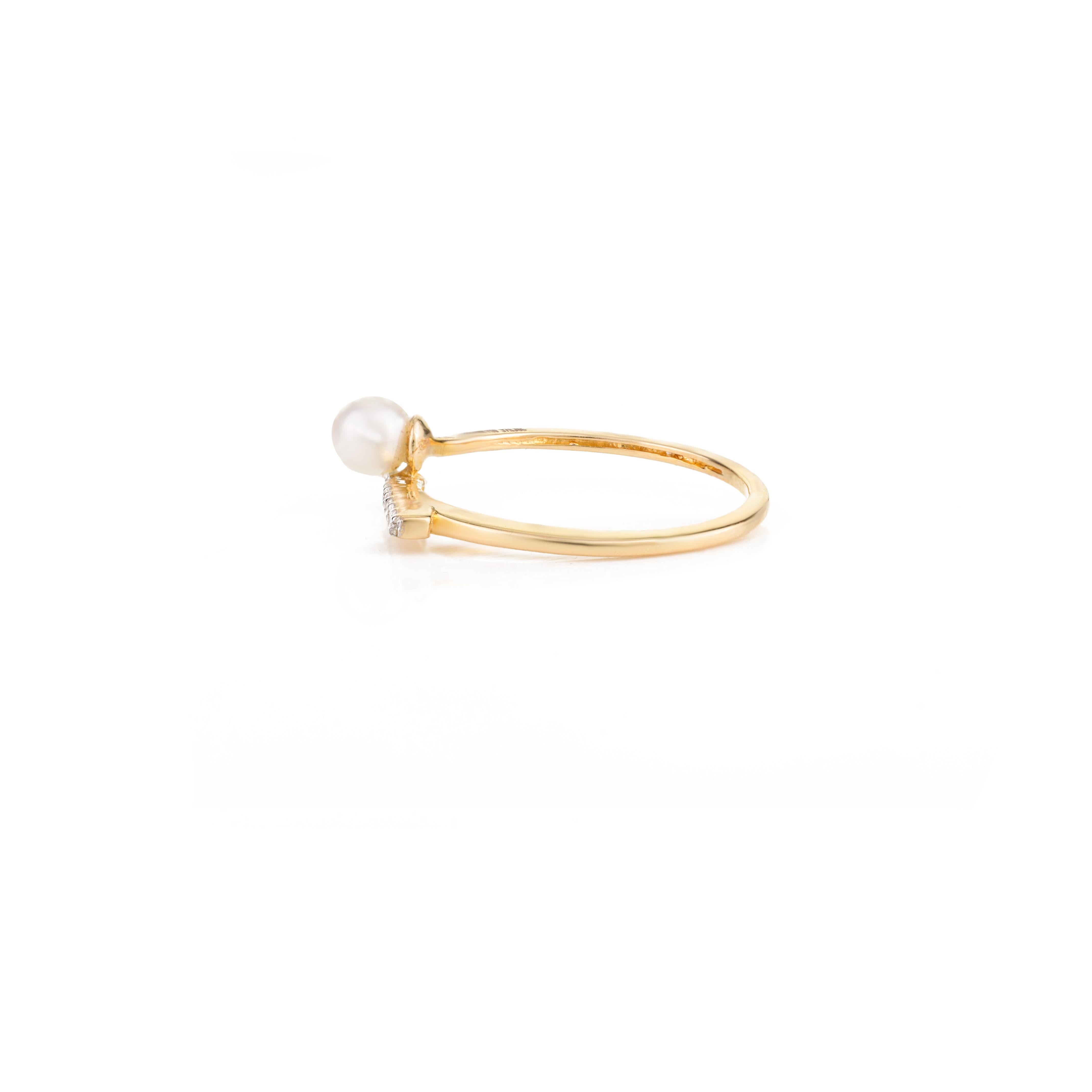 For Sale:  18k Solid Yellow Gold Modern Fine Pearl and Diamond Ring 3
