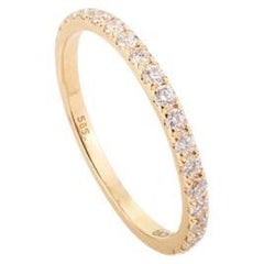 Bague en or jaune massif 18 carats avec demi-anneau rond de Moissanite, cadeau pour mère