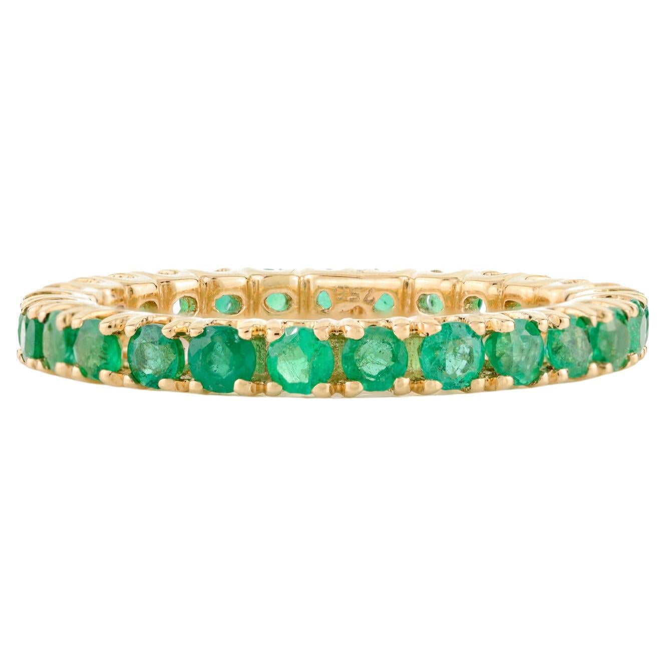 18k Solid Yellow Gold Natural Emerald Infinity Stackable Band Ring Gift for Her