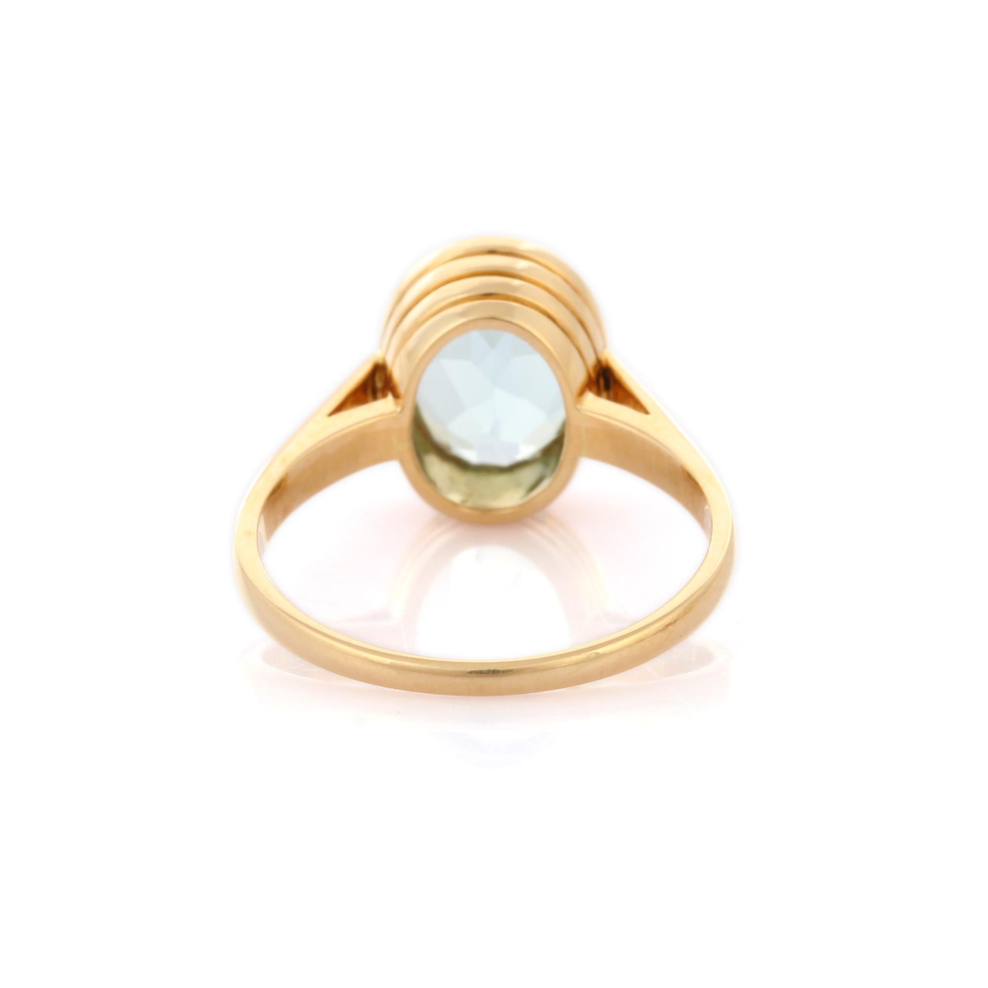 For Sale:  18K Solid Yellow Gold 2.55 ct Oval Cut Aquamarine Gemstone Ring, Aquamarine Ring 5