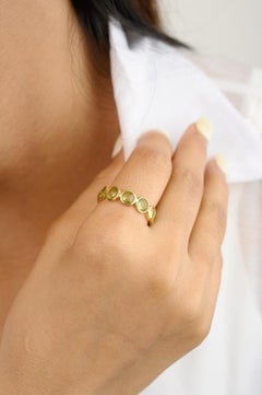 18k Solid Yellow Gold Peridot Eternity Band