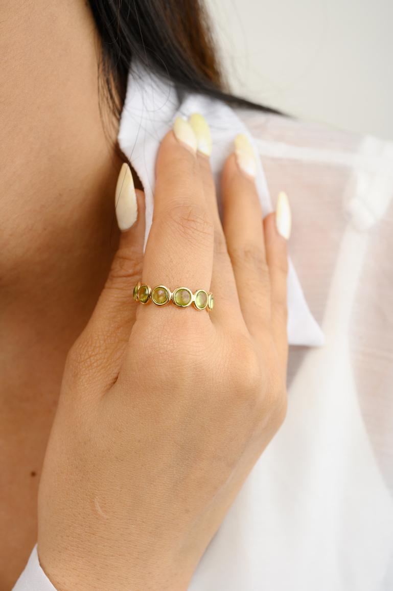 For Sale:  18k Solid Yellow Gold Peridot Eternity Band 4