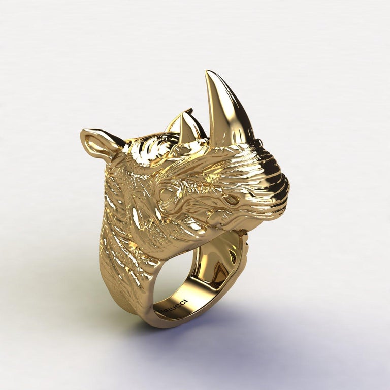 18k Solid Yellow Gold Rhino Ring For Sale at 1stDibs