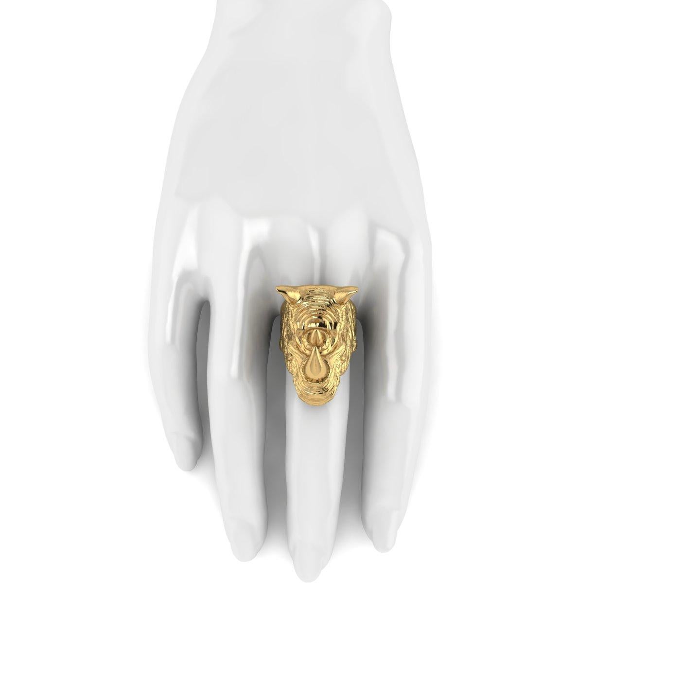 18k Solid Yellow Gold Rhino Ring For Sale 1