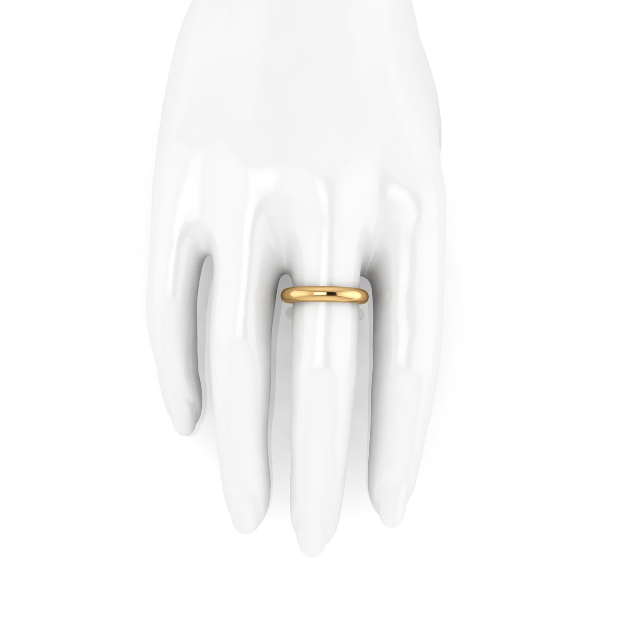 Modern 18 Karat Solid Yellow Gold Rounded Band For Sale