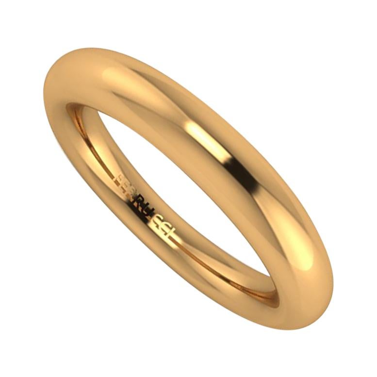 18 Karat Solid Yellow Gold Rounded Band For Sale