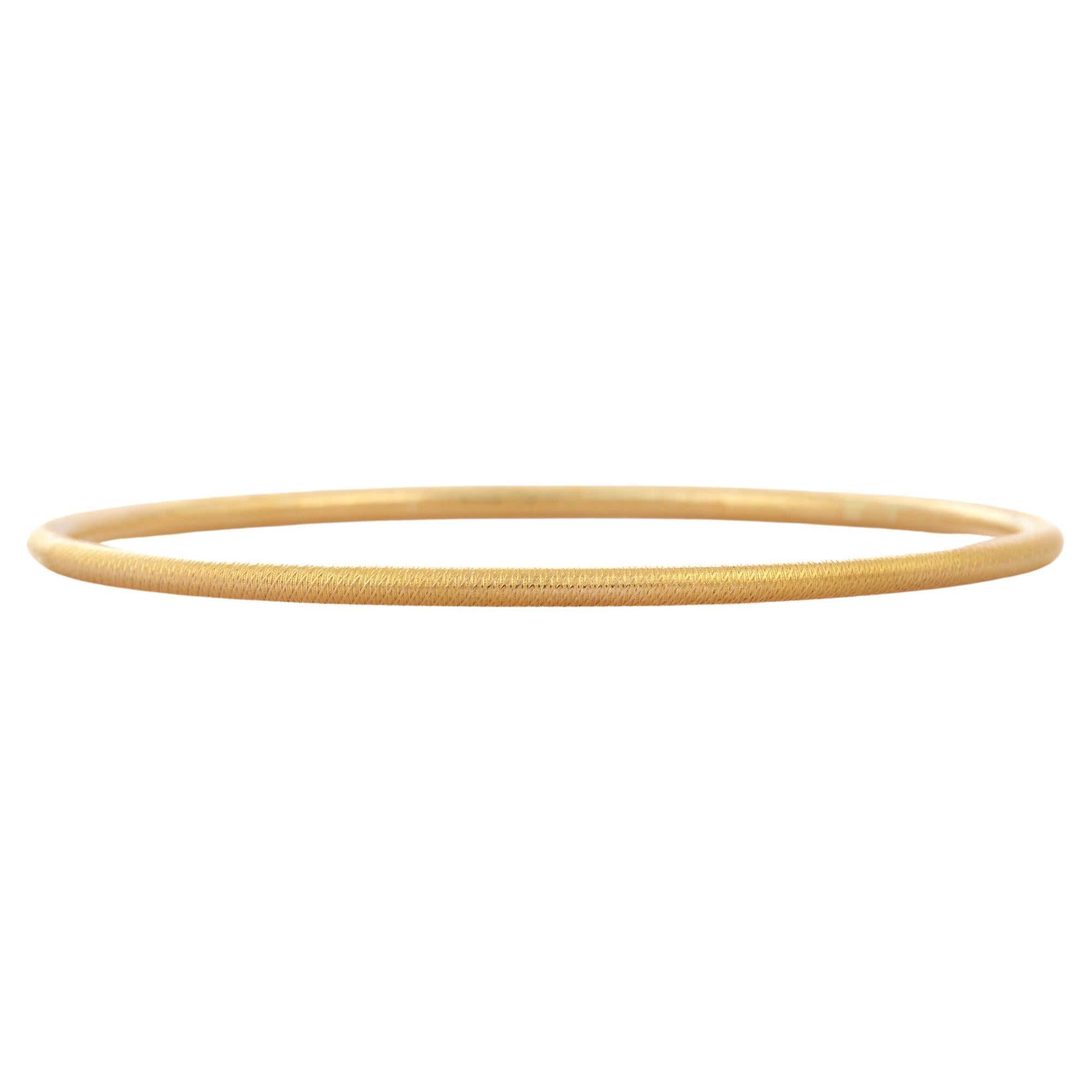 18K Solid Yellow Gold Simple Unisex Gold Bangle 