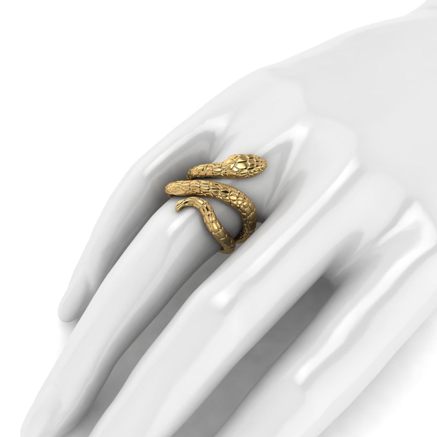 Women's or Men's 18k Solid Yellow Gold Snake Ring For Sale