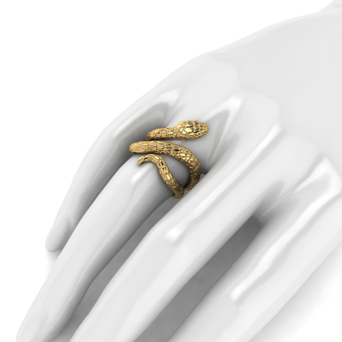18k Solid Yellow Gold Snake Ring For Sale 1
