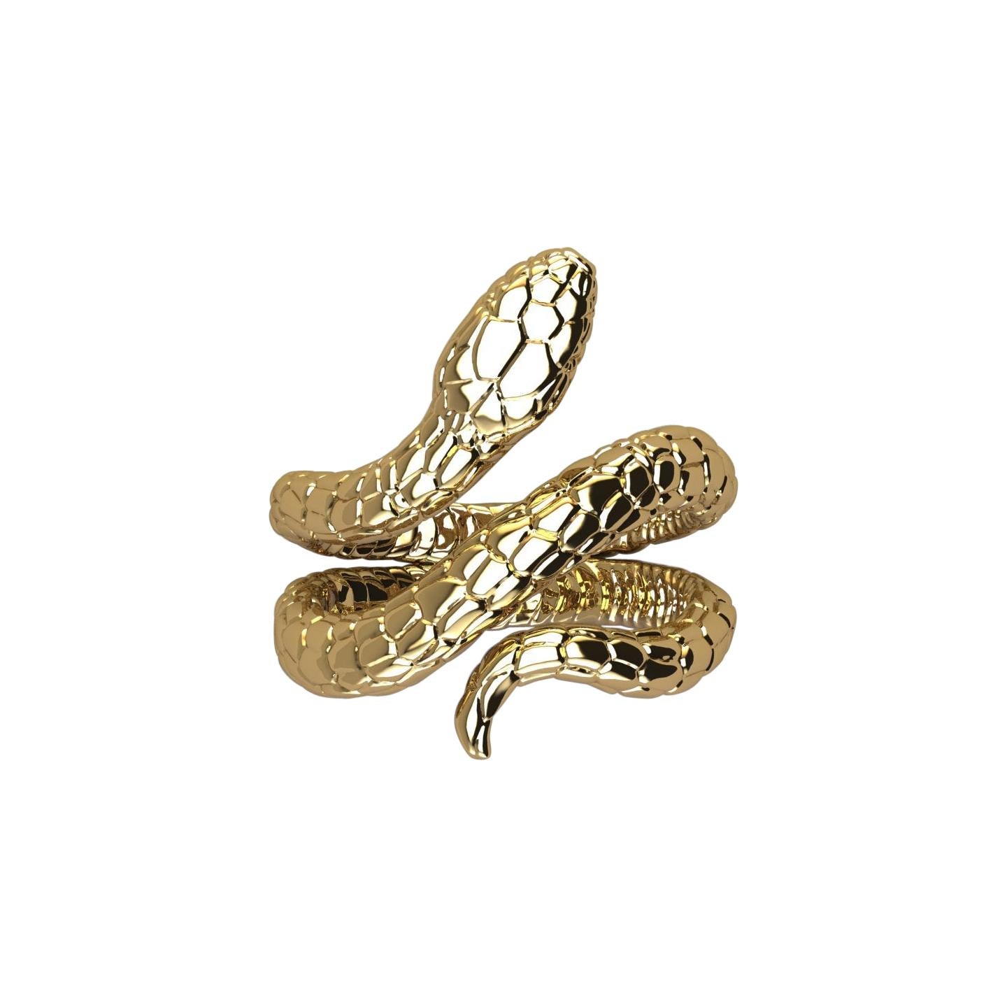 18k Solid Yellow Gold Snake Ring For Sale