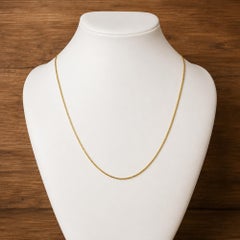 18K Solid Yellow Gold Tube Chain Necklace 18 Inches Minimalist Style