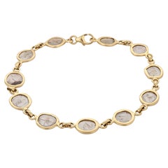 Bracciale a catena con diamanti non tagliati in oro giallo massiccio 18K per lei