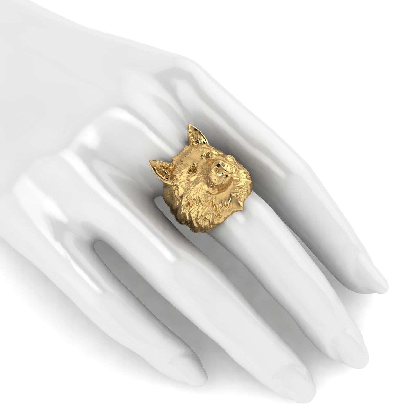 18 Karat massives Gelbgold Wolf Ring (Art nouveau) im Angebot