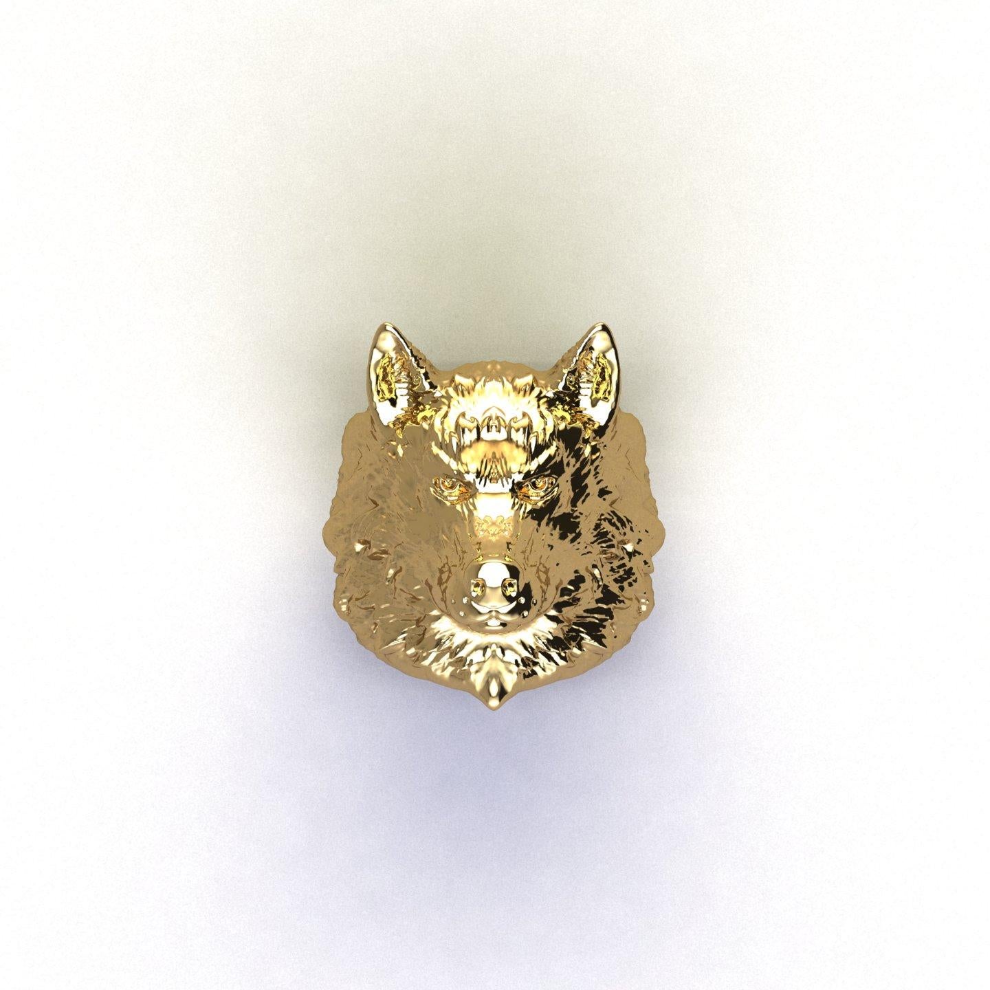 18 Karat massives Gelbgold Wolf Ring im Angebot 1